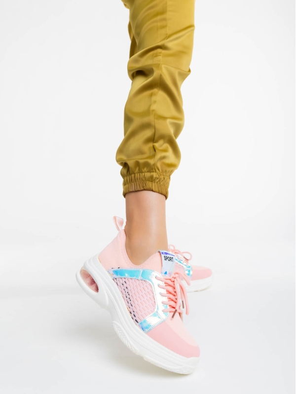 Дамски спортни обувки розови от текстилен материал Doina, 2 - Kalapod.bg