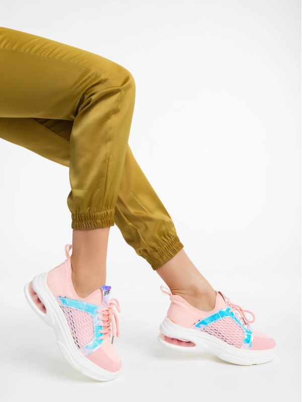 Дамски спортни обувки розови от текстилен материал Doina, 4 - Kalapod.bg