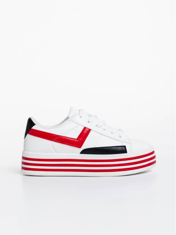 Дамски спортни обувки бели с червено от екологична кожа Gratiela, 5 - Kalapod.bg