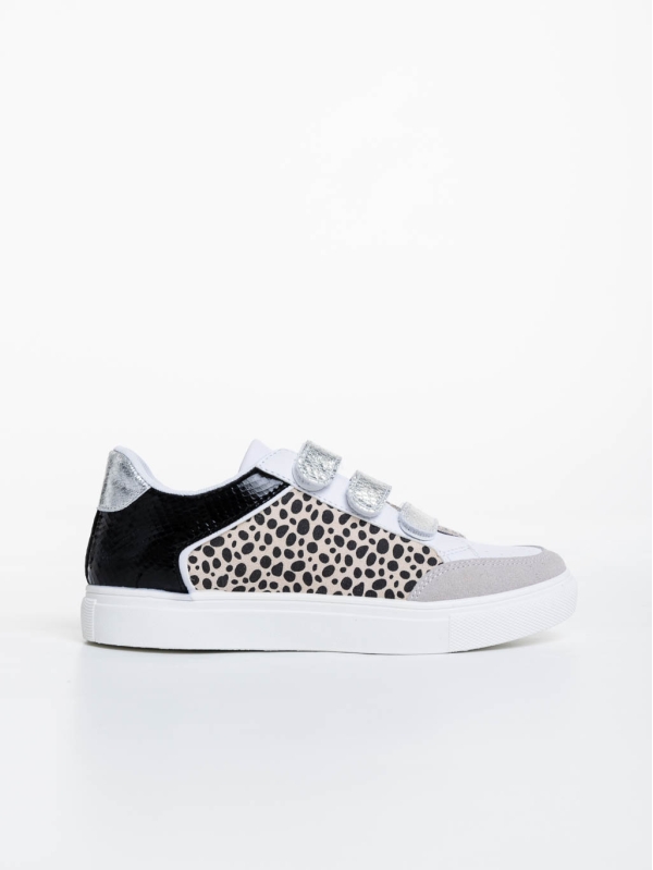 Дамски спортни обувки бели с леопардова шарка от екологична кожа Reiva, 6 - Kalapod.bg