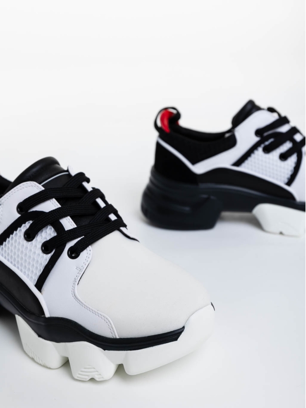 Дамски спортни обувки бели с черно от текстилен материал Nalini, 6 - Kalapod.bg