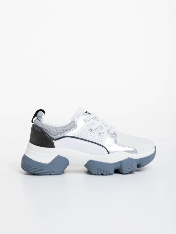 Дамски спортни обувки бели със сиво от текстилен материал Nalini, 5 - Kalapod.bg