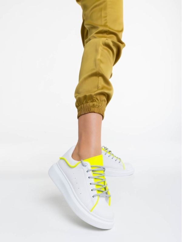 Дамски спортни обувки бели с жълто от екологична кожа Brinda, 2 - Kalapod.bg