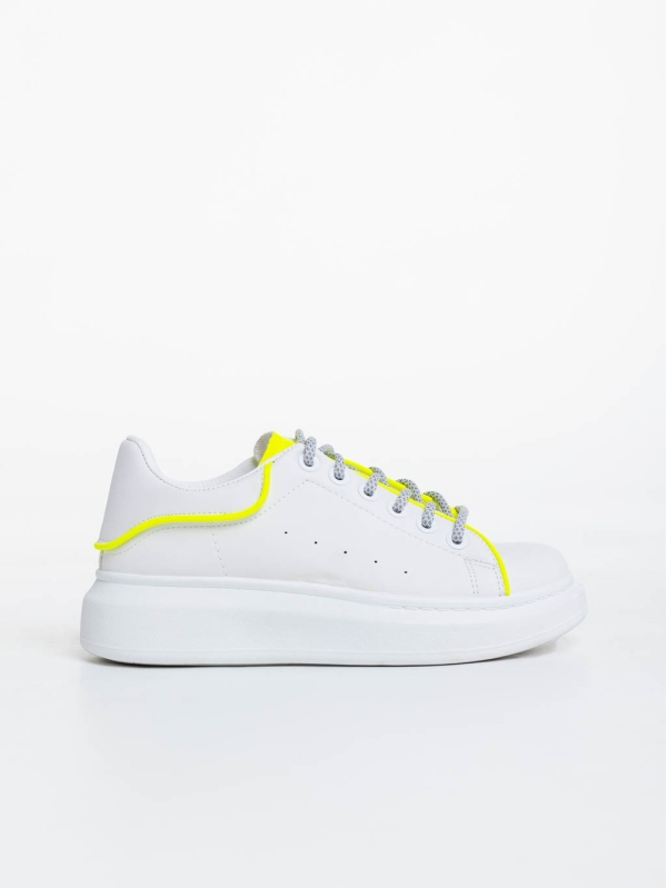 Дамски спортни обувки бели с жълто от екологична кожа Brinda, 5 - Kalapod.bg
