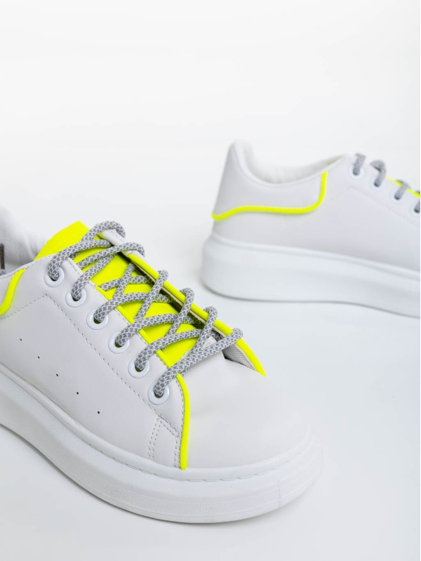 Дамски спортни обувки бели с жълто от екологична кожа Brinda, 6 - Kalapod.bg