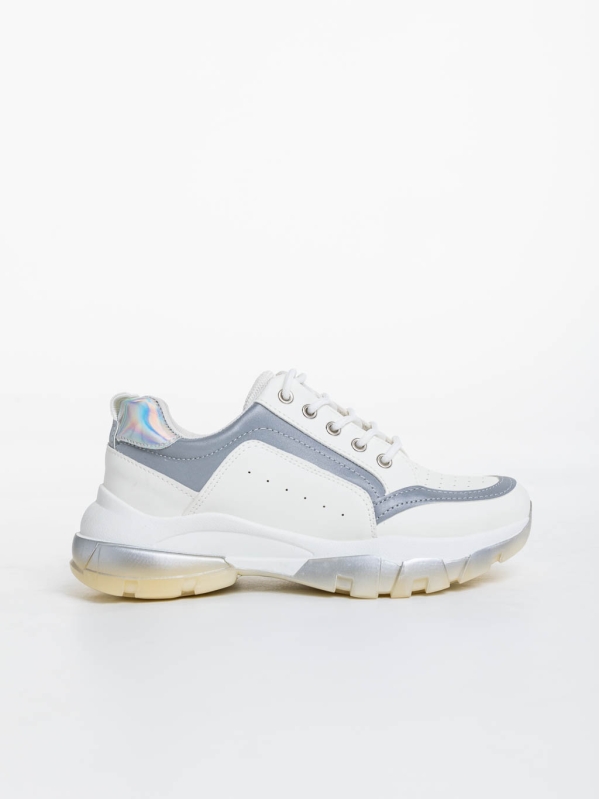 Дамски спортни обувки бели със сиво от екологична кожа Mona, 5 - Kalapod.bg