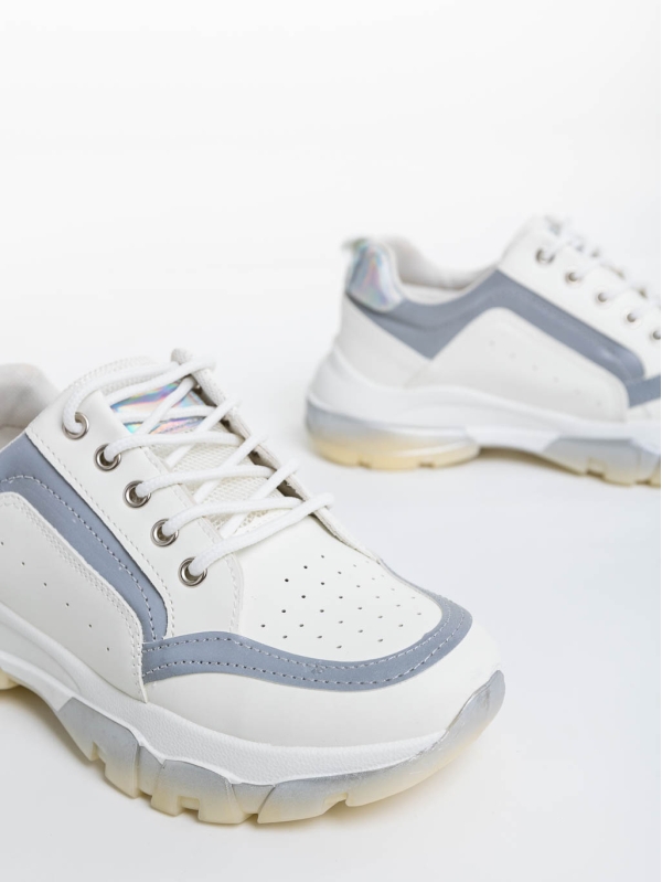 Дамски спортни обувки бели със сиво от екологична кожа Mona, 6 - Kalapod.bg