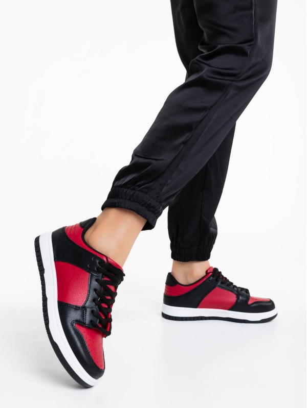 Дамски спортни обувки червени с черно от екологична кожа Remmie, 3 - Kalapod.bg