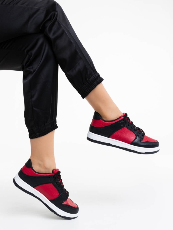 Дамски спортни обувки червени с черно от екологична кожа Remmie, 4 - Kalapod.bg