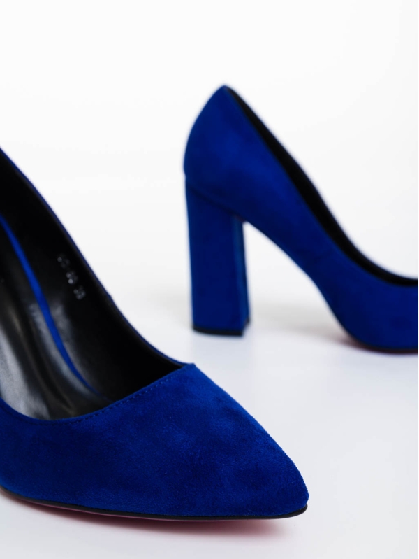 Дамски обувки с ток сини от текстилен материал Tohura, 6 - Kalapod.bg