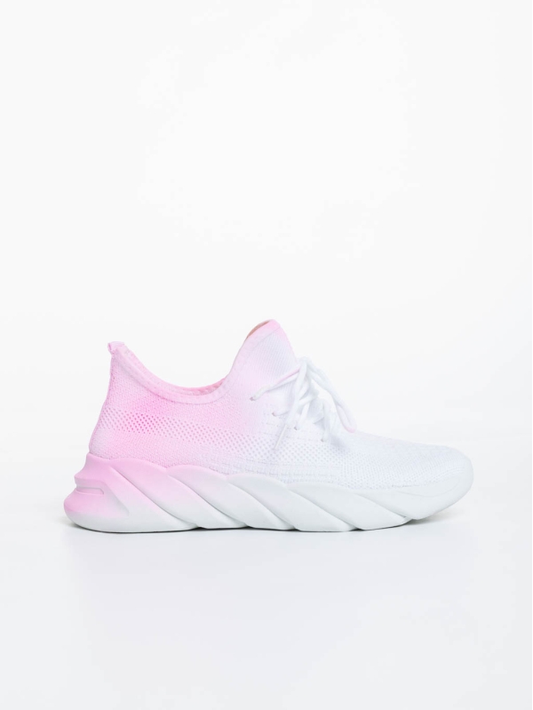 Дамски спортни обувки бели с розово от текстилен материал Lienna, 5 - Kalapod.bg