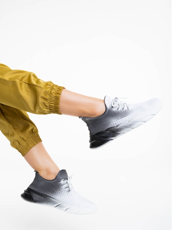 Дамски спортни обувки бели с черно от текстилен материал Lienna, 4 - Kalapod.bg