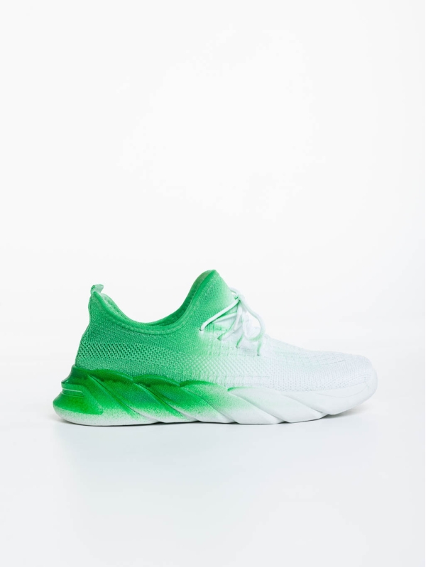 Дамски спортни обувки бели със зелено от текстилен материал Lienna, 5 - Kalapod.bg