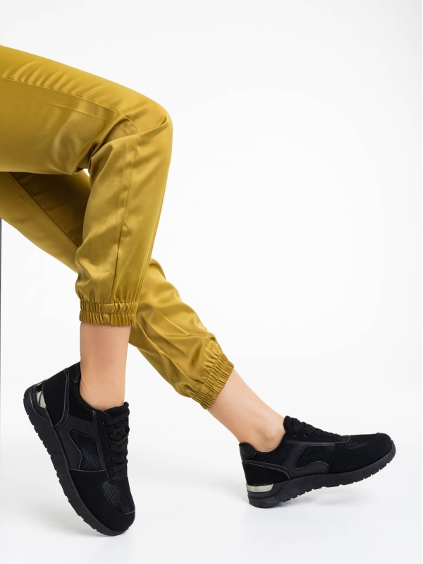 Дамски спортни обувки черни от текстилен материал Laraine, 4 - Kalapod.bg