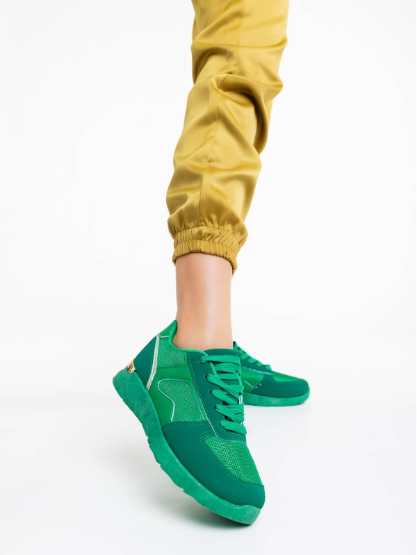 Дамски спортни обувки зелени от текстилен материал Laraine, 2 - Kalapod.bg