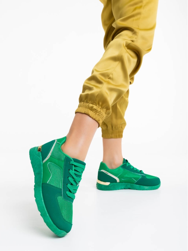 Дамски спортни обувки зелени от текстилен материал Laraine - Kalapod.bg
