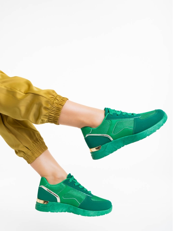 Дамски спортни обувки зелени от текстилен материал Laraine, 3 - Kalapod.bg