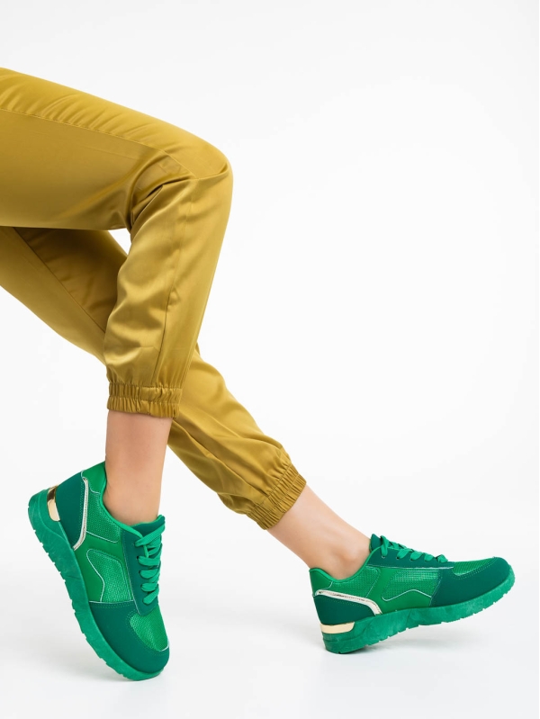Дамски спортни обувки зелени от текстилен материал Laraine, 4 - Kalapod.bg