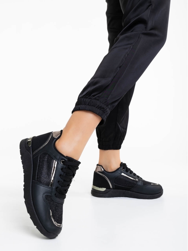 Дамски спортни обувки черни от екологична кожа Litsa, 3 - Kalapod.bg
