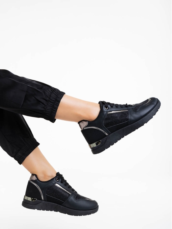 Дамски спортни обувки черни от екологична кожа Litsa, 4 - Kalapod.bg