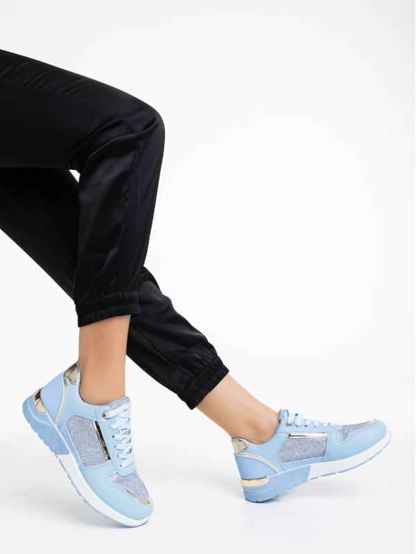 Дамски спортни обувки сини от екологична кожа Litsa, 4 - Kalapod.bg