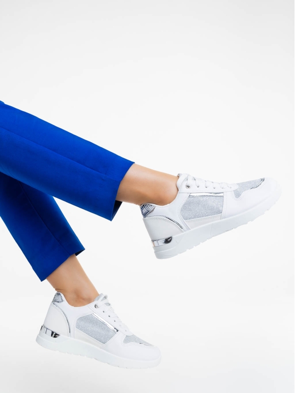 Дамски спортни обувки бели от екологична кожа Litsa, 4 - Kalapod.bg