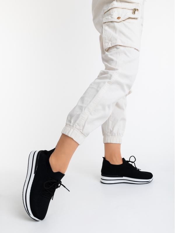 Дамски спортни обувки черни от текстилен материал Taormina, 3 - Kalapod.bg