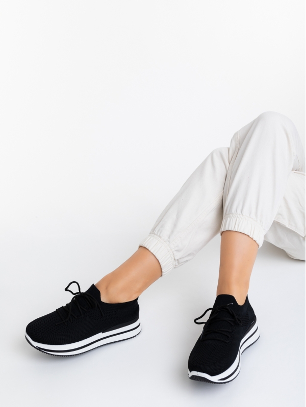 Дамски спортни обувки черни от текстилен материал Taormina, 4 - Kalapod.bg