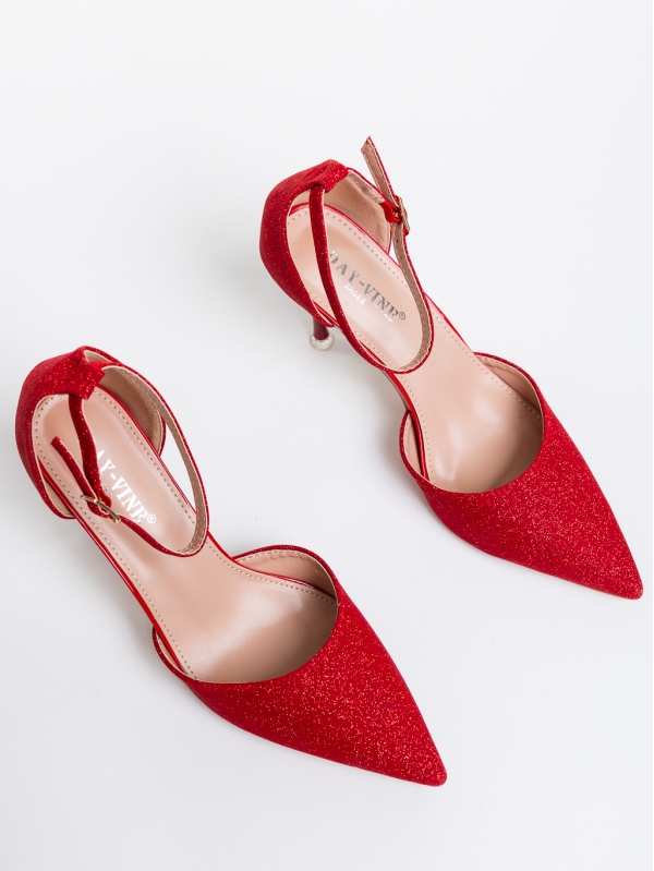 Дамски обувки с токчервени от текстилен материал Suzie, 6 - Kalapod.bg