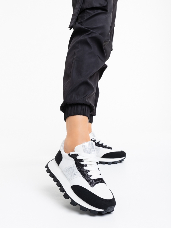 Дамски спортни обувки бели с черно от текстилен материал Ankara, 2 - Kalapod.bg