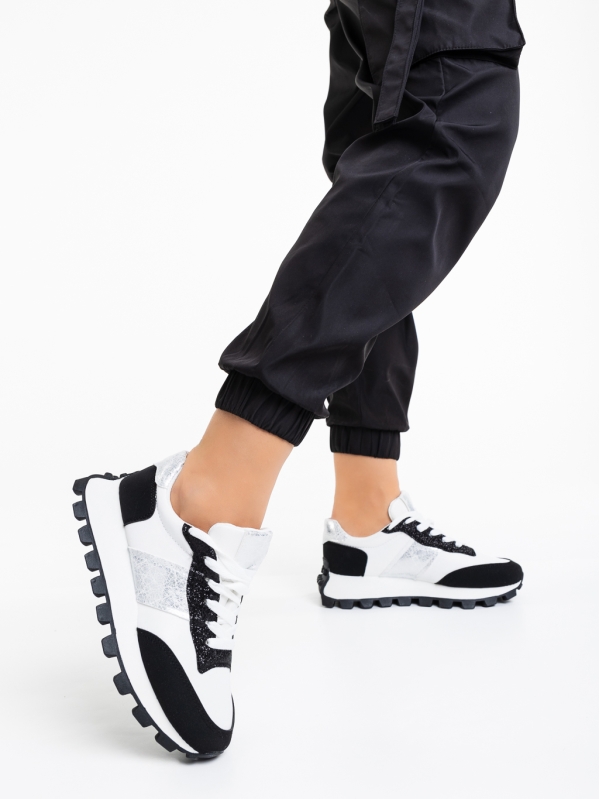 Дамски спортни обувки бели с черно от текстилен материал Ankara, 3 - Kalapod.bg