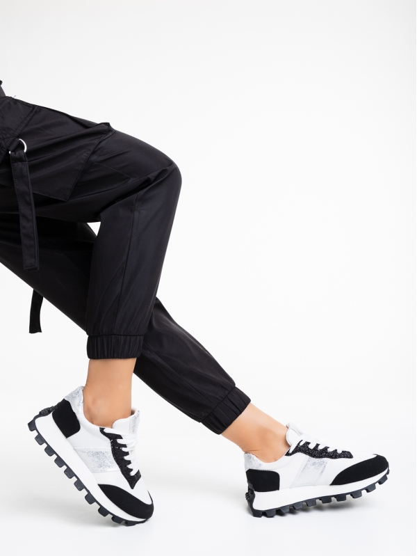 Дамски спортни обувки бели с черно от текстилен материал Ankara - Kalapod.bg