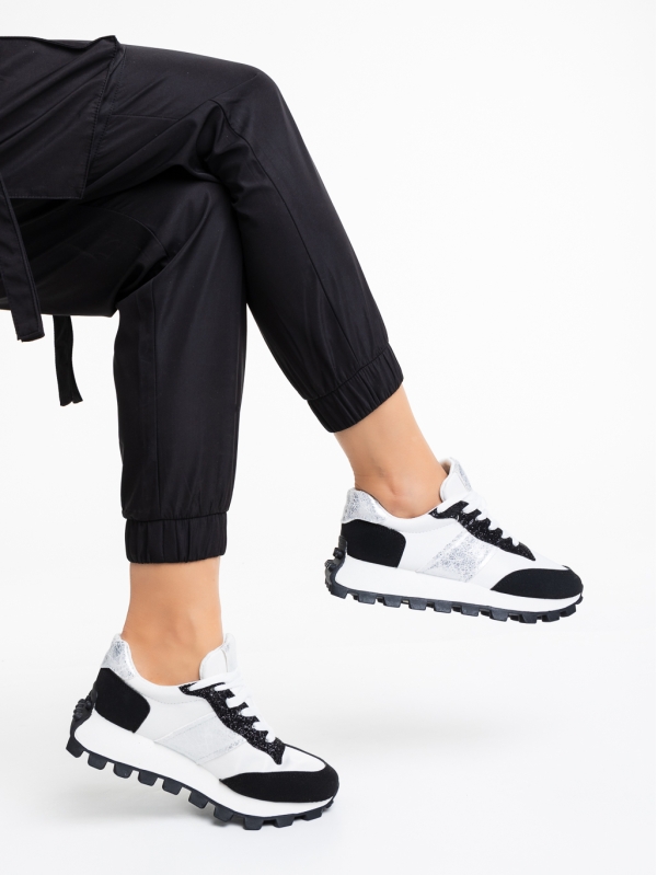 Дамски спортни обувки бели с черно от текстилен материал Ankara, 4 - Kalapod.bg