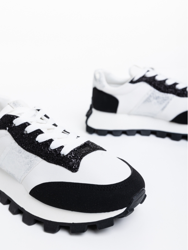 Дамски спортни обувки бели с черно от текстилен материал Ankara, 6 - Kalapod.bg
