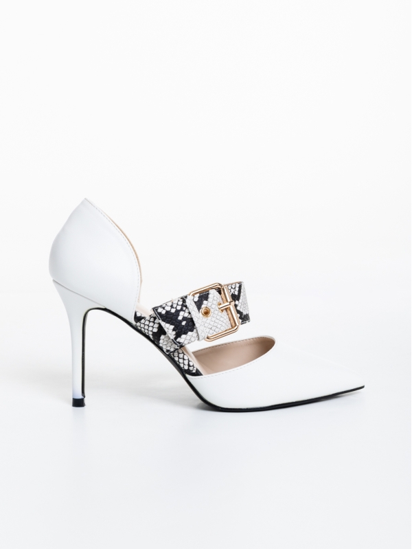 Дамски обувки с ток бели от екологична кожа Bibits, 5 - Kalapod.bg