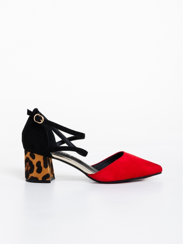 Дамски обувки с ток червени от текстилен материал Sisley, 5 - Kalapod.bg