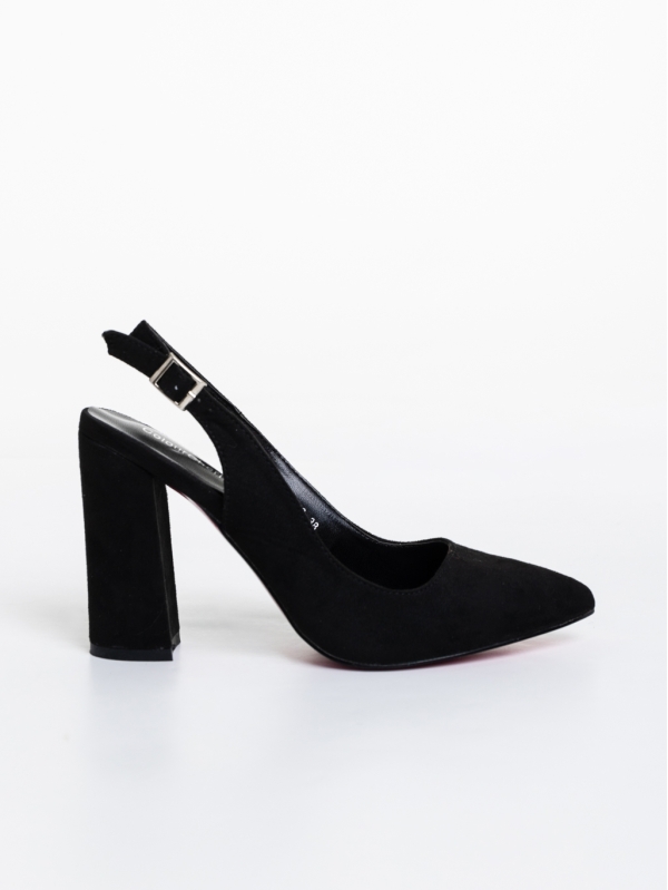 Дамски обувки с ток черни от текстилен материал Tanicha, 5 - Kalapod.bg