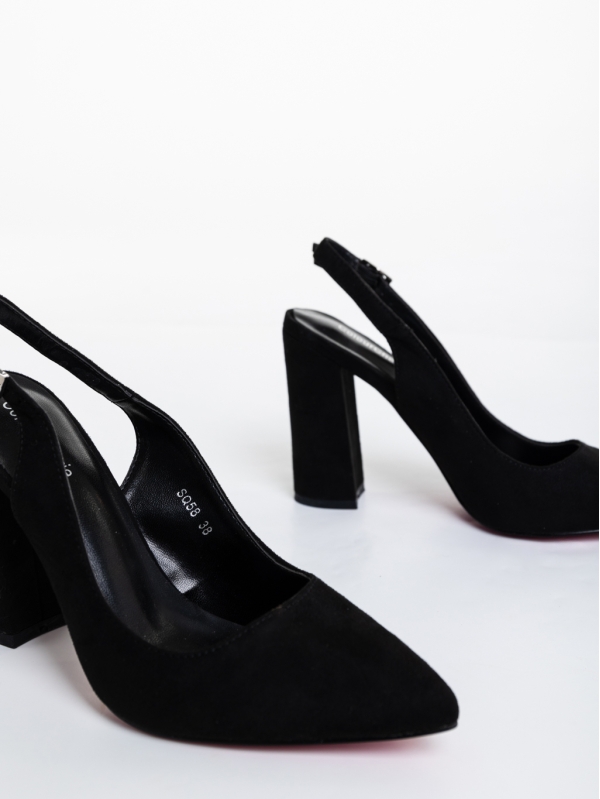 Дамски обувки с ток черни от текстилен материал Tanicha, 6 - Kalapod.bg