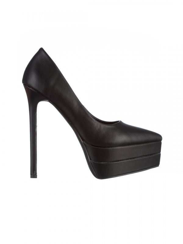 Дамски обувки  черни  с ток  от еко кожа  Malinda, 6 - Kalapod.bg