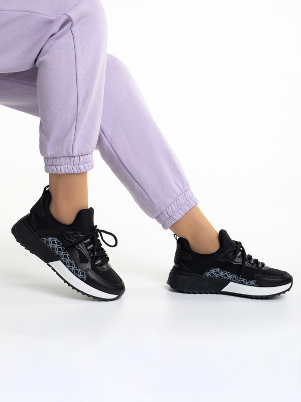 Дамски спортни обувки  черни от еко кожа  и текстилен материал  Marga - Kalapod.bg