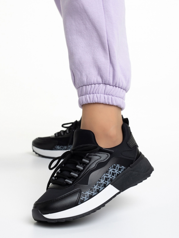 Дамски спортни обувки  черни от еко кожа  и текстилен материал  Marga, 2 - Kalapod.bg