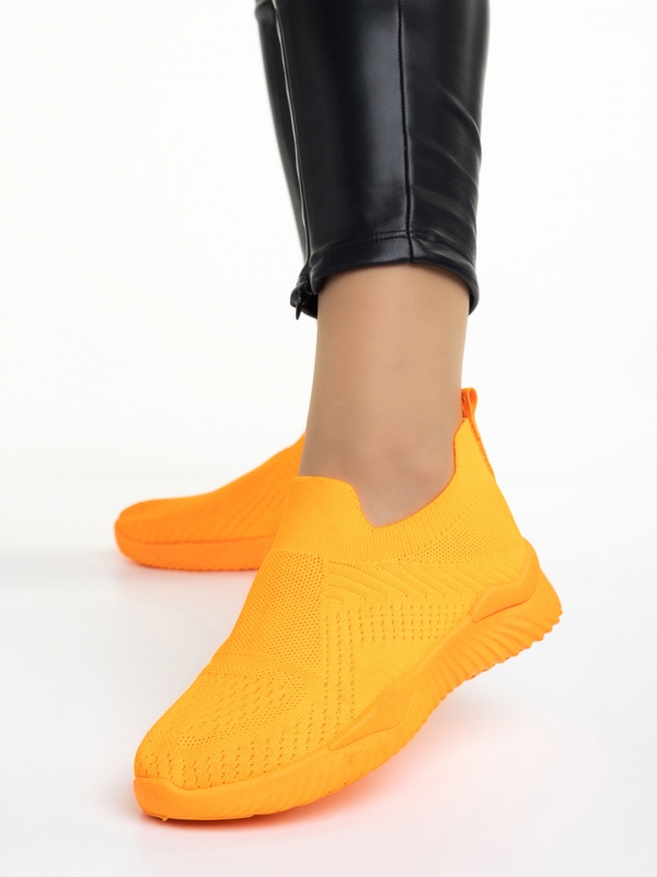 Дамски спортни обувки оранжеви  от текстилен материал  Murielle, 3 - Kalapod.bg