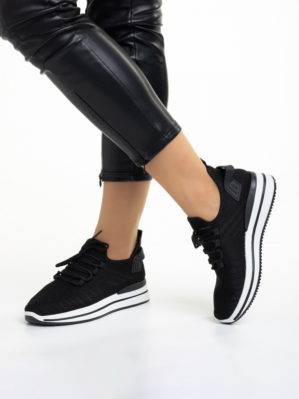 Дамски спортни обувки  черни  от текстилен материал  Aryana, 4 - Kalapod.bg