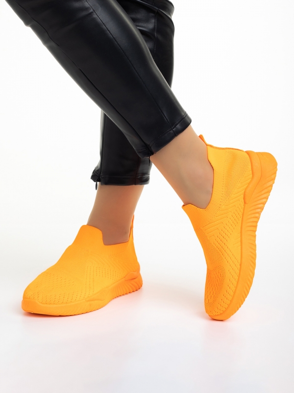 Дамски спортни обувки оранжеви  от текстилен материал  Murielle, 4 - Kalapod.bg