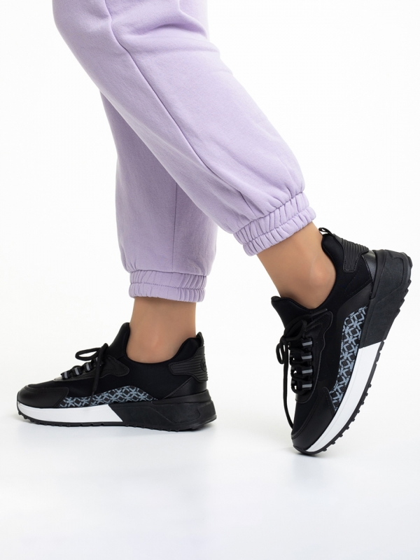Дамски спортни обувки  черни от еко кожа  и текстилен материал  Marga, 3 - Kalapod.bg