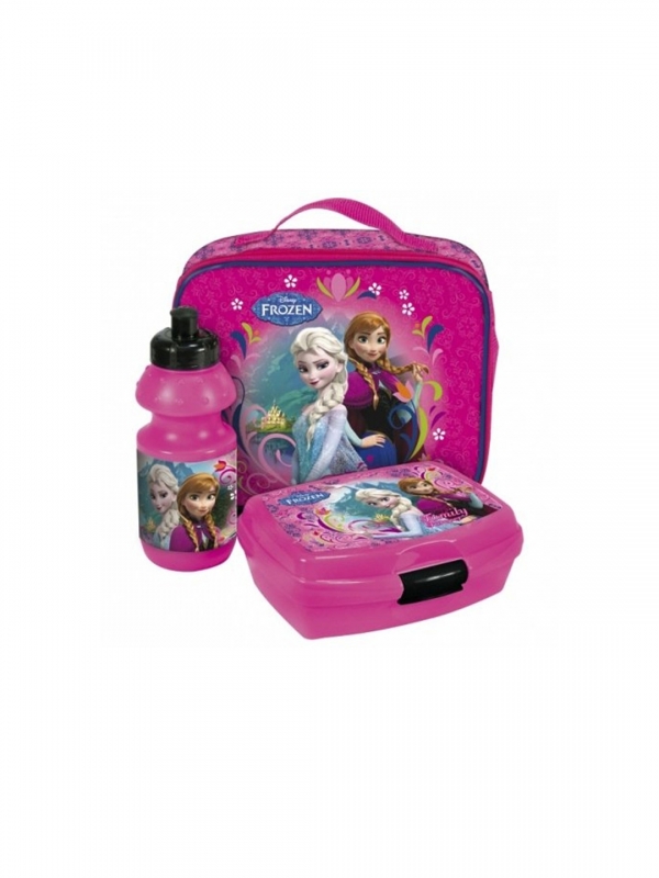 Охладителна детска чанта Frozen, с кутия за сандвич и шише за вода, розова, 4 - Kalapod.bg