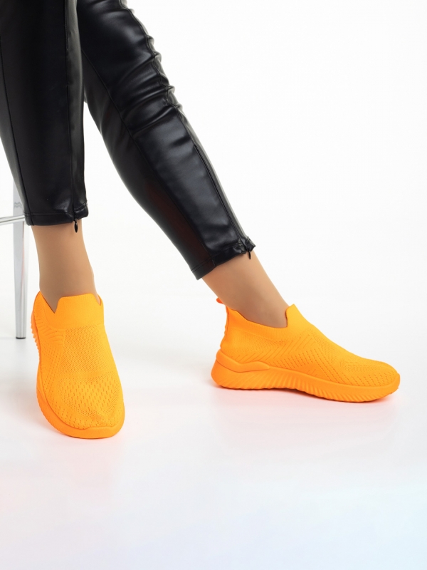 Дамски спортни обувки оранжеви  от текстилен материал  Murielle, 5 - Kalapod.bg