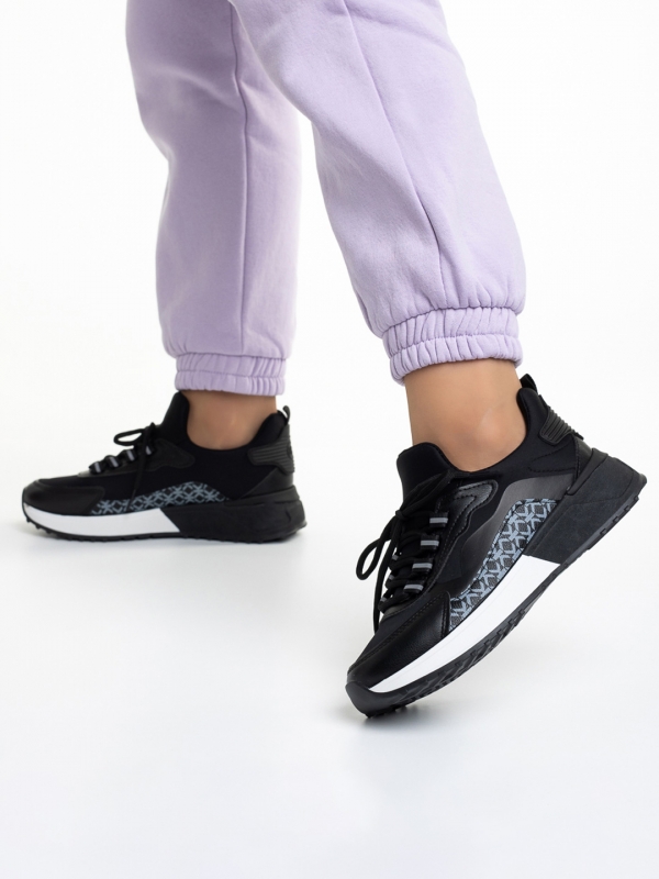 Дамски спортни обувки  черни от еко кожа  и текстилен материал  Marga, 4 - Kalapod.bg