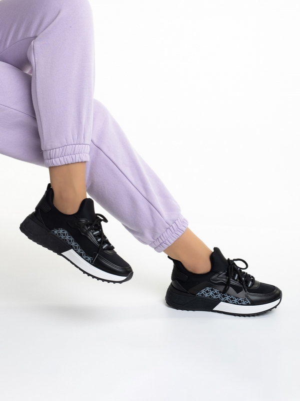 Дамски спортни обувки  черни от еко кожа  и текстилен материал  Marga, 5 - Kalapod.bg