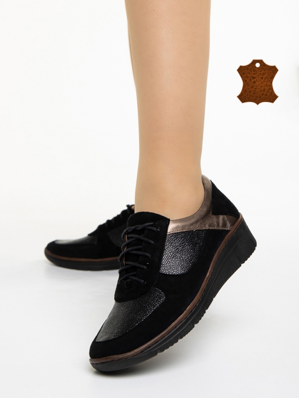 Всекидневни дамски обувки  черни  от естествена кожа Meira - Kalapod.bg